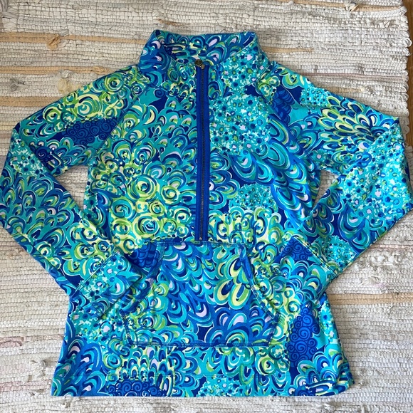Lilly Pulitzer Tops - Lilly Pulitzer Skipper Cotton Quarter Zip Popover / Long Sleeve Top Size Large